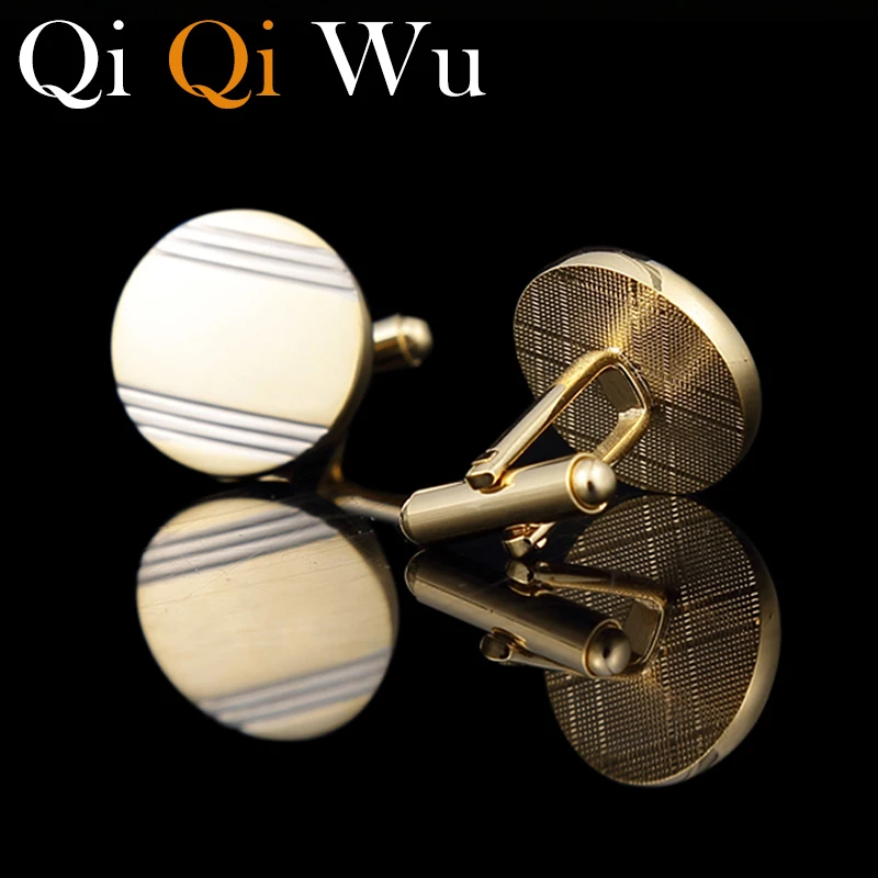 Personalized Gold Round Cufflinks For Mens Jewelry Wedding Party Gifts