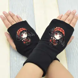 1 пара милых аниме свиданий живой перчатки половина пальцев перчатки вязаные варежки Косплей плюшевая игрушка