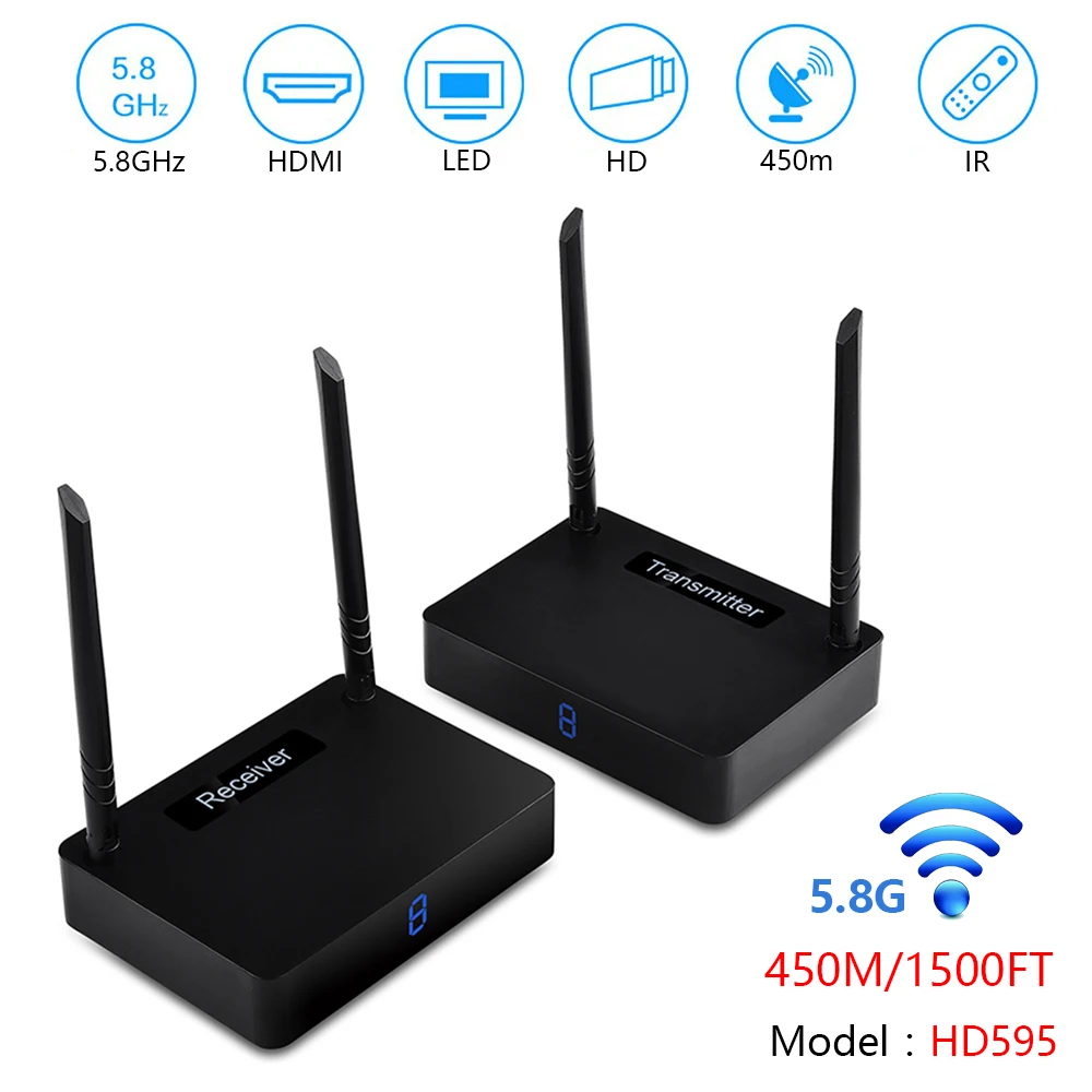 measy HD595 450m Wireless HDMI Extender TV Audio Video Transmitter and Receiver Digital Signal Tran