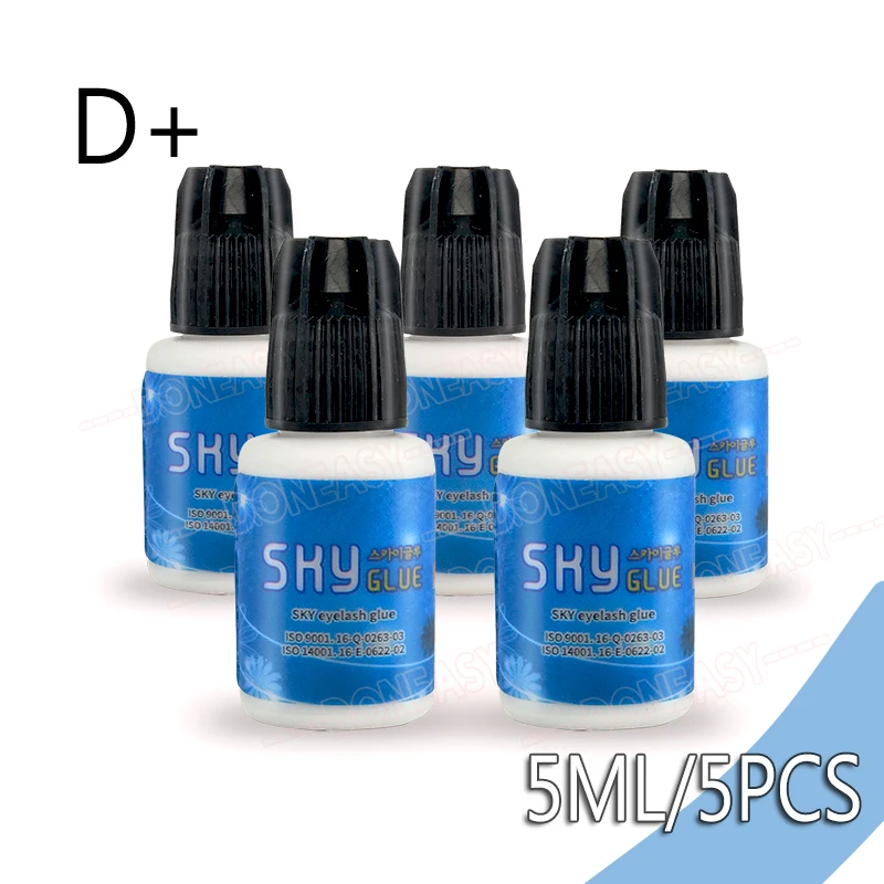 

Free Shipping 5 bottles/lot Sky Glue for Eyelash Extensions 1-2 seconds fast dry eyelash glue Adhesive D+ type 5ml Black glue