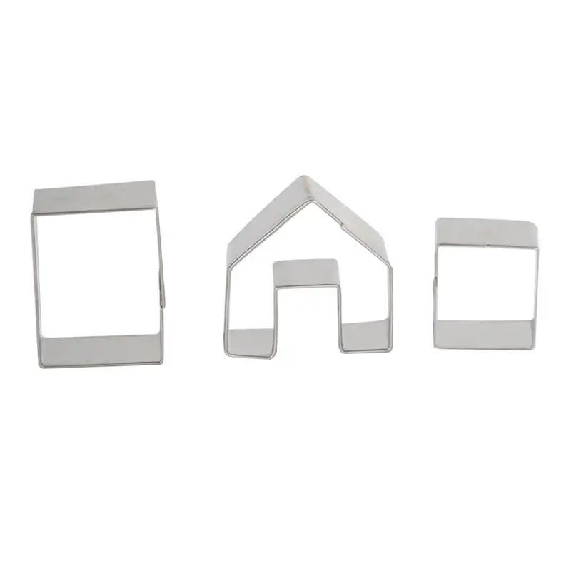 

3 Pcs Cookie Cutters Kids Stainless Steel Christmas DIY Mini House Cookie Chocolate Biscuit Cutter Mold for Cafe Kitchen