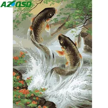 AZQSD DIY картина маслом по номерам рыба Ручная роспись холст Современная Настенная картина украшение дома стены искусства животных K469