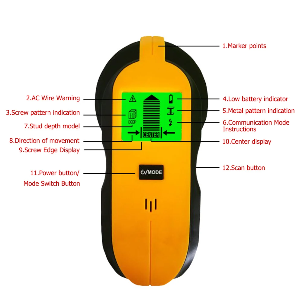

LCD screen Metal wire detector wall scanner 3 in1 electric stud finder Beam wall scanner for Wood AC Metal Studs Cable Detection