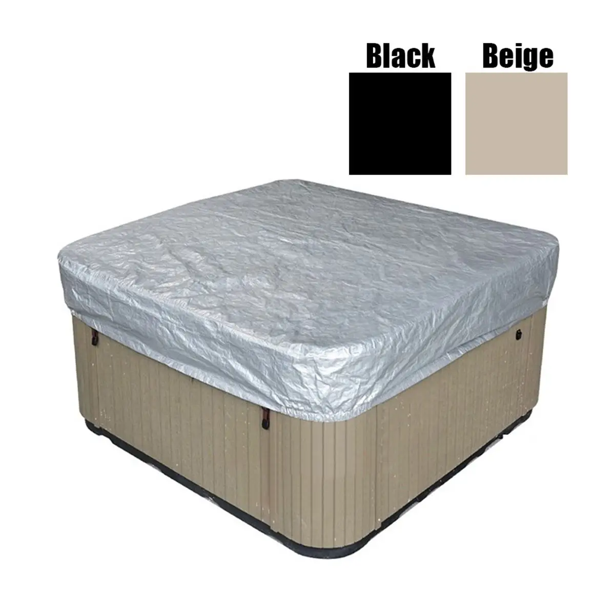 

200x200x30cm Black/Beige Outdoor Spa Hot Tub Cover Waterproof Prevent Snow Rain Dust Cover Swimming Pool Accessory 2 Colors New