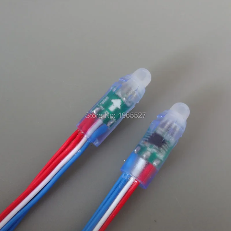 100 개/몫 20AWG 와이어 DC12V 12mm UCS1903 주소 지정 가능 Rgb Led 스마트 픽셀 노드 Rgb 모듈 빛, Rgb 와이어, 방수 Ip68 등급