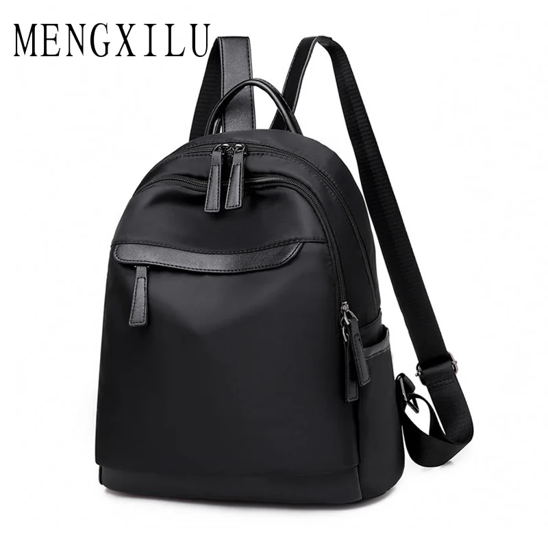 

Simple Design Women Backpacks Solid Vintage School Bag for Teenager Girls Soft Leather Nylon Waterproof Shoulder Bag Female 2019