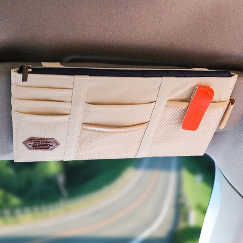

Car Car Multi-Function Korean Sun Visor Storage Bag Car Portable Storage Clip Card Bag Mobile Phone Bag