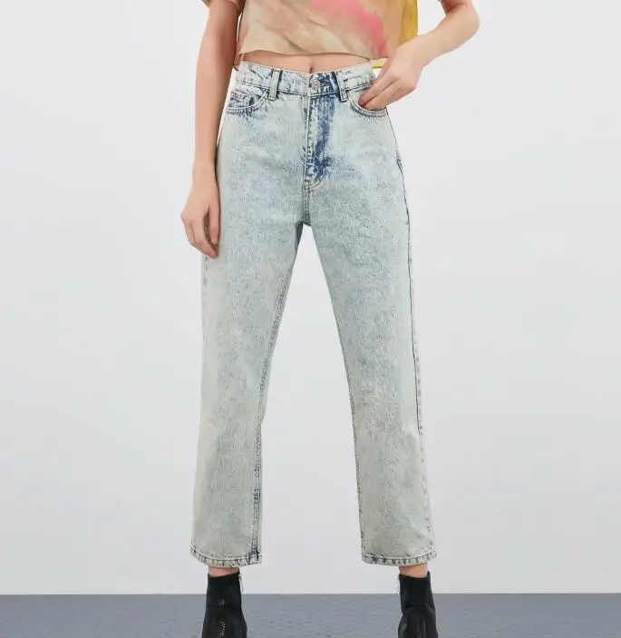 Весенние женские джинсы с высокой талией в стиле бойфренда, джинсовые штаны на молнии, Винтажные белые джинсы, pantalones vaqueros mujer