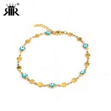 RIR золото Турция крошечные мини сглаза Нержавеющая сталь цепи шило с крючком браслет в смешанные цвет сглаз защиты для нее