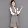 #0701 Spring Long Blazer Vest Women Office Slim Single Button Plaid Women Suit Vest Fashion Elegant Waistcoat Sleeveless Jacket ► Photo 2/6