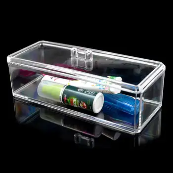 

Acrylic Makeup Organizer Lipstick Nail Polish Cosmetics Box Jewelry Necklace Storage Case Home Office Desk Storage Holder
