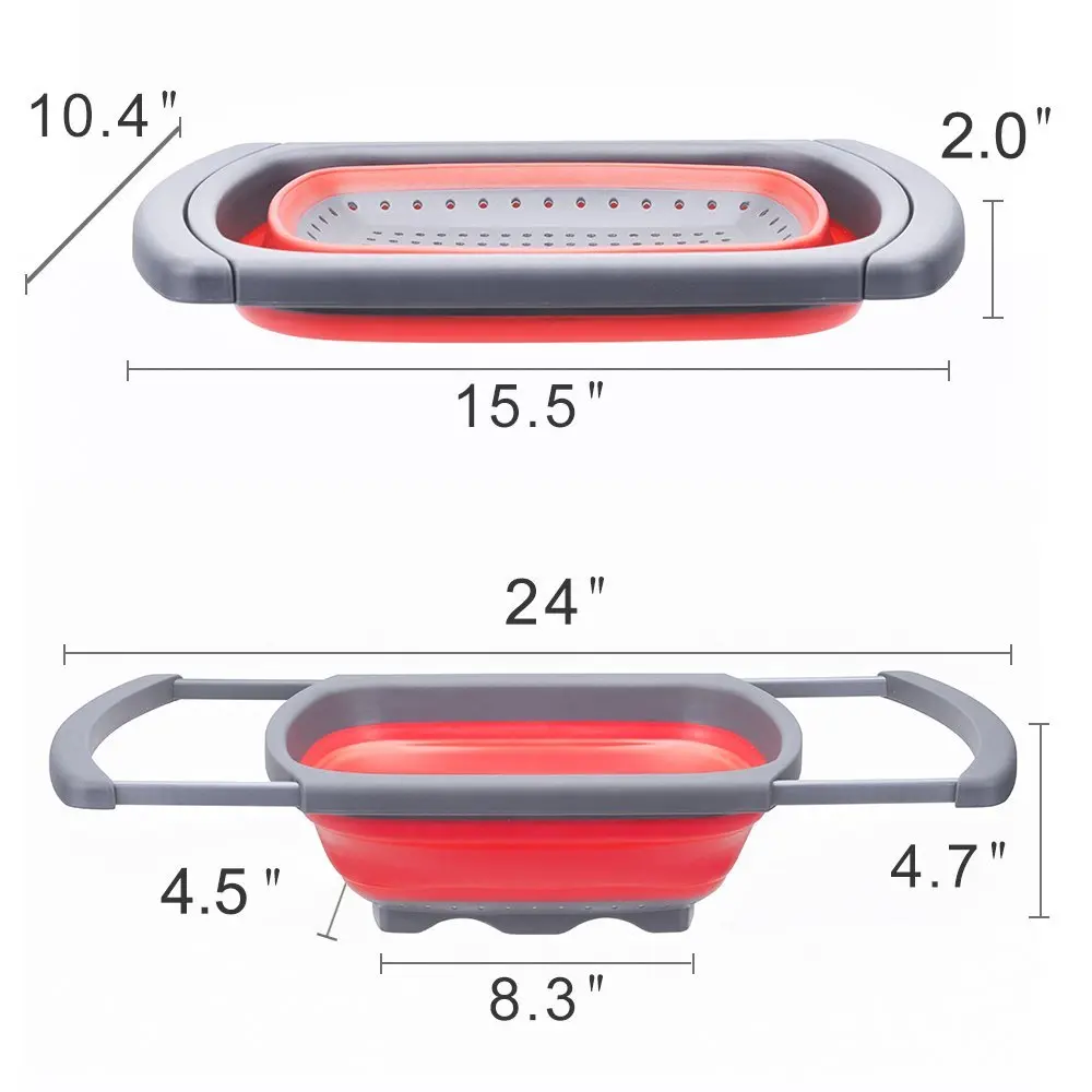 Лидер продаж-Кухня складной дуршлаг над раковиной фильтр с устойчивая подставка для постоянного 6-Кварта Ёмкость мыть в посудомоечной машине