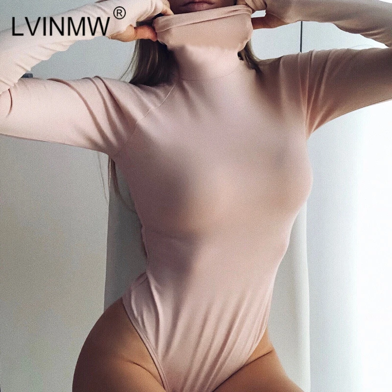 LVINMW черный хлопок водолазка обтягивающее Женское боди 2018 осень зима Длинные