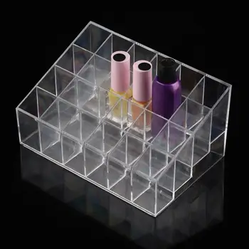 

Transparent 24 Grids Lipstick Organizer Display Stand Nail Polish Makeup Storage Box cosmetics store new