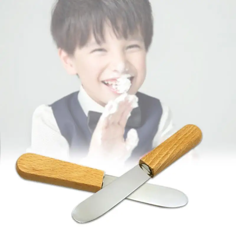 2 шт Милый Нож для сыра соусница нож скребок детей с деревянной ручкой мини