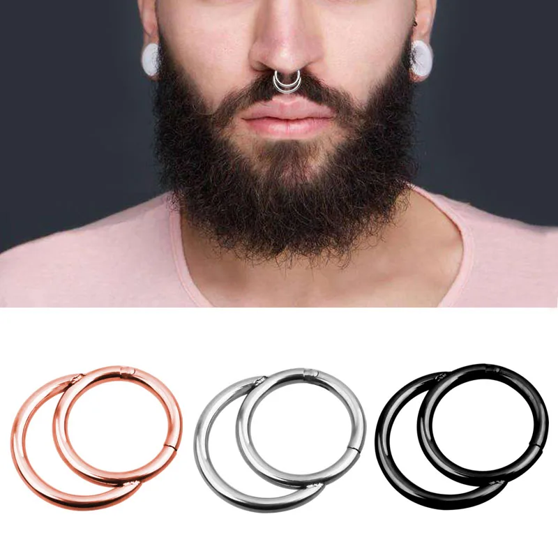 

Double Layers 16g*8mm Steel Clicker Segment Nose Hoop Rings Dangled Hinged Nose Ear Helix Piercing Oreja Unisex Body Jewelry 1pc
