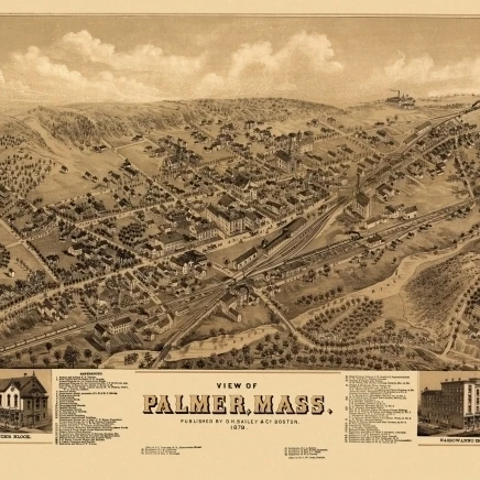 Old Map of Palmer Massachusetts 1879 Hampden County постер печать (18x24) | Дом и сад