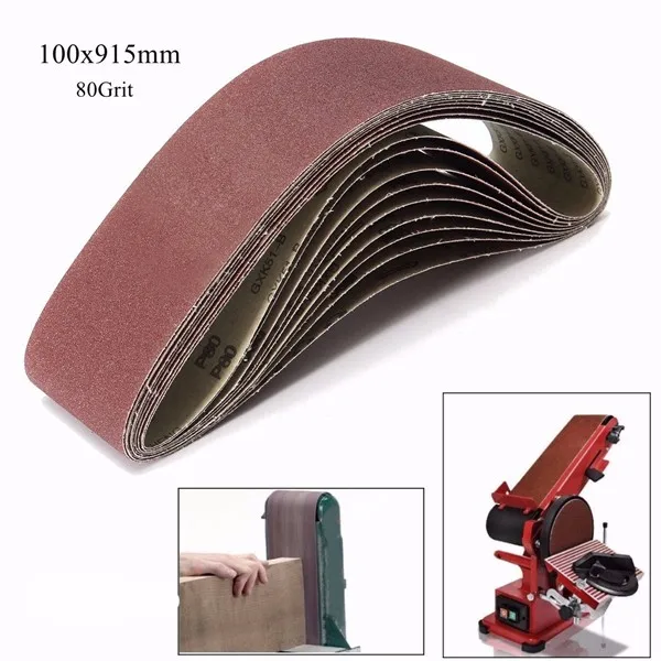 

10pcs 80 Grit Aluminium Oxide Sanding Belts 100x915mm Zirconia Abrasive Tools