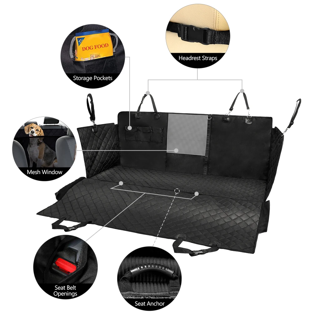 Petacc Splash proof Dog Car Seat Cover Visible Window Pet Seat Cover Dirt proof Travel Dog Pet