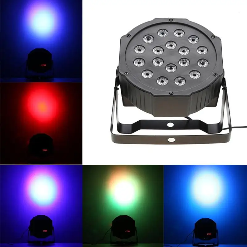

7 Color LED Par Lights Flashing Stage Light DMX512 Control Wedding DJ KTV Bars Lamp 18W 100-250V dance party Lights