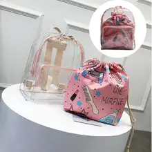 Женский прозрачный мини-рюкзак, прозрачный маленький школьный рюкзак, дорожные сумки для девочек-подростков, 2 в 1, сумка на молнии и шнурке