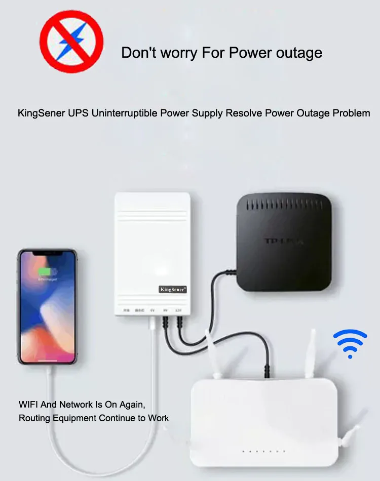  Kingsener Wifi Router Ip Camera UPS Battery Backup Uinterruptible Power Supply DC Portable 5V 9V 12