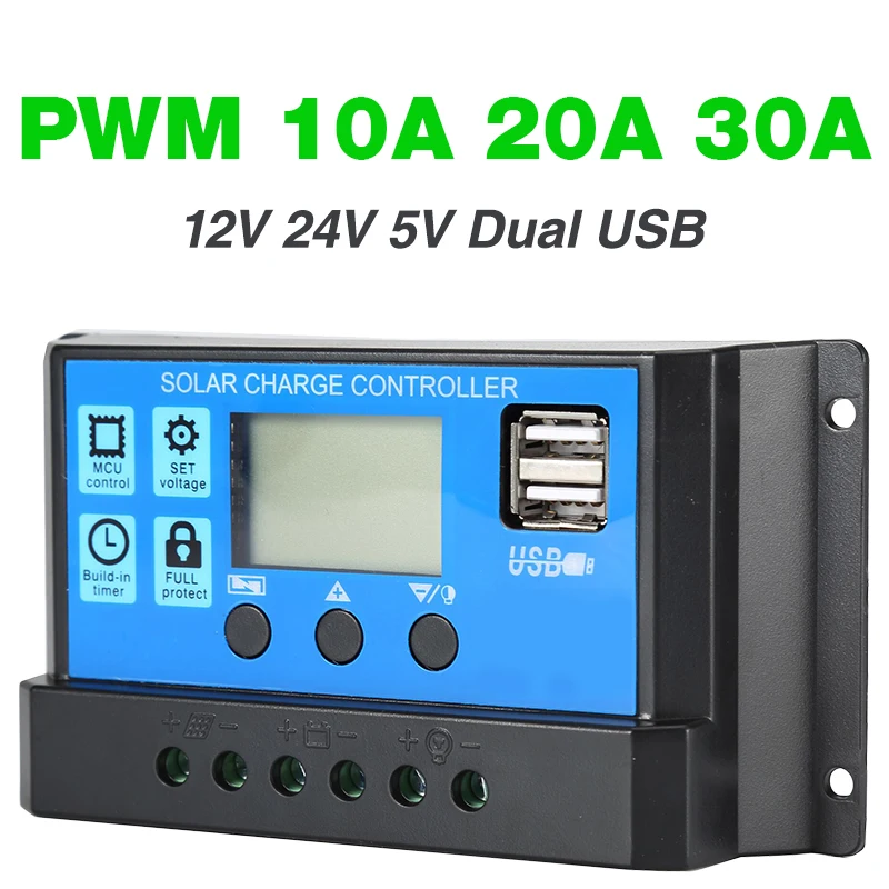 Solar Controller 12V 24V 30A 20A 10A Solar Regulator charging PWM Solar