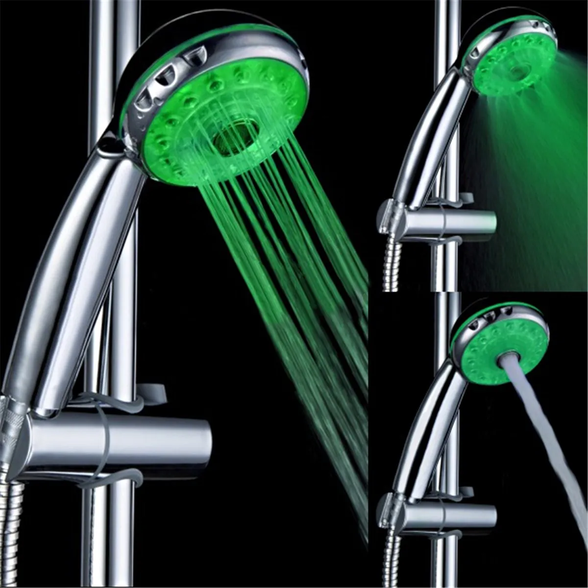Billige Einstellbare 3 Modus 3 Farbe LED Dusche Kopf Licht Temperatur Sensor RGB Bad Sprinkler Badezimmer Dusche Kopf