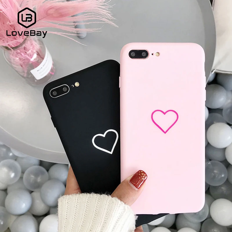 Lovebay милый чехол для телефона для iPhone 11 Pro 6 6s 7 8 Plus X XR XS Max милый мультфильм простое любовное сердечко Мягкий ТПУ задний чехол s