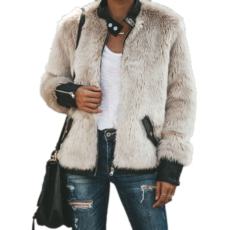 

hirigin High quality Winter Women Warm Teddy Bear Long Sleeve Fleece Jackets Tops Zip Up Punk Oversize Outwear Coats Pockets