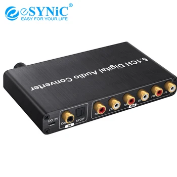 

eSYNiC 192kHz DAC Converter Digital to Analog Audio Converter Optical Coaxial 2.0CH 5.1CH RCA 3.5mm Headphone Audio Adapter