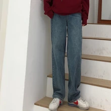 Винтажные потертые мягкие хлопковые джинсы для женщин свободного дизайна