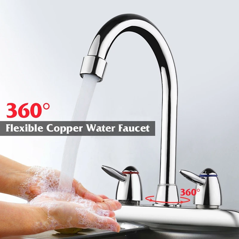 Swivel Bathroom Kitchen Faucet Chrome Two Handle Hot Cold Sink Mixer Tap Sprayer Swivel Bathroom Kitchen Faucet Chrome Two Handle Hot Cold Sink Mixer Tap Sprayer
