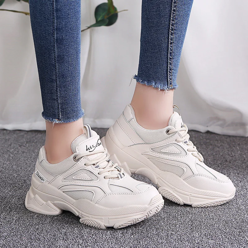 

New Arrivals Fashion Women Shoes 2019 Breathable Chunky Sneakers Casual White Vulcanize Shoes Women Sneakers tenis feminino