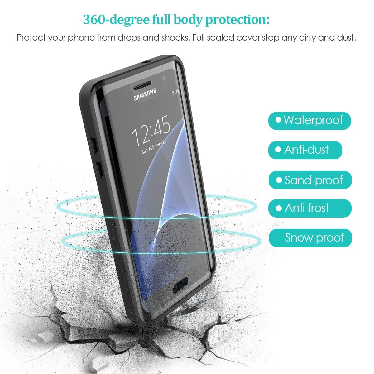 Для Samsung Galaxy S7 Edge Чехол IP68 водонепроницаемые чехлы 360 градусов Защита