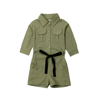 

Newborn Infant Baby Girls Pocket Shirt Long Sleeve Romper Jumpsuit Playsuit Outfits Size 2-7Years