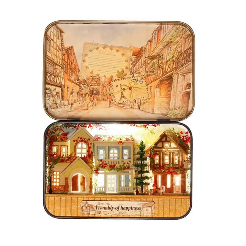 

3D Wooden DIY Handmade Box Theatre Dollhouse Miniature Box Cute Mini Doll House Assemble Kits Gift Toys cIn A Happy Corner