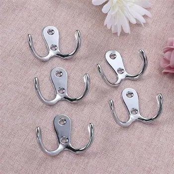 

Utility Heavy Duty Prong Double Hook Wall Mounted Robe Hooks Cloth Hanger Cabinet Hook for Hotel Living Room Kitchen Bathroom
