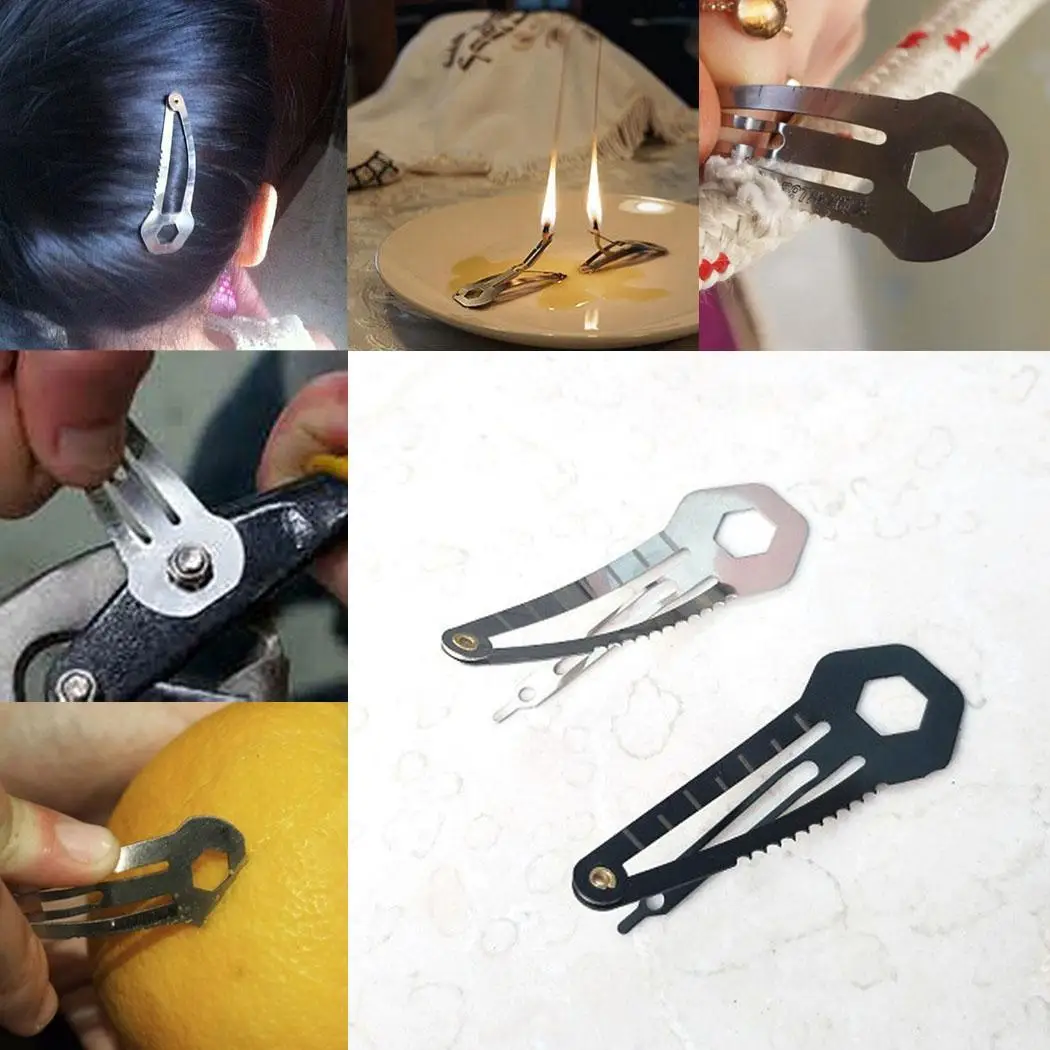 Multifunctional Tactical Hair Clips Hairpin Selfdefense EDC Survival Pocket, Tools Outdoor Black