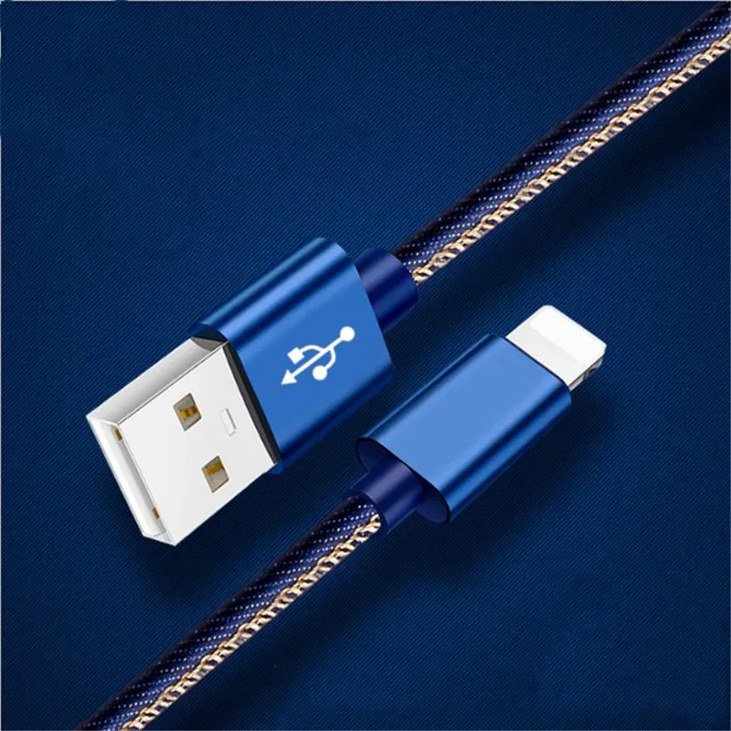 

USB Cable For Lightning iPhone X 8 Denim For iPhone Cable USB 1M/2.1A Fast Charging Sync Data Cables For iPhone Charger