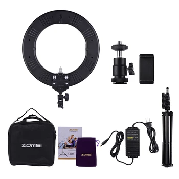 

ZOMEI 14" 2700-5500K 336pcs Beads Ring Video Light Bi-color LED FillLight with Carrying Bag Light Stand for Photography Shooting