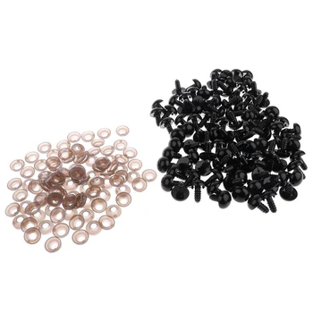 

100 x black teddy eye safety eye plastic eye with washer 5-40mm - 20mm