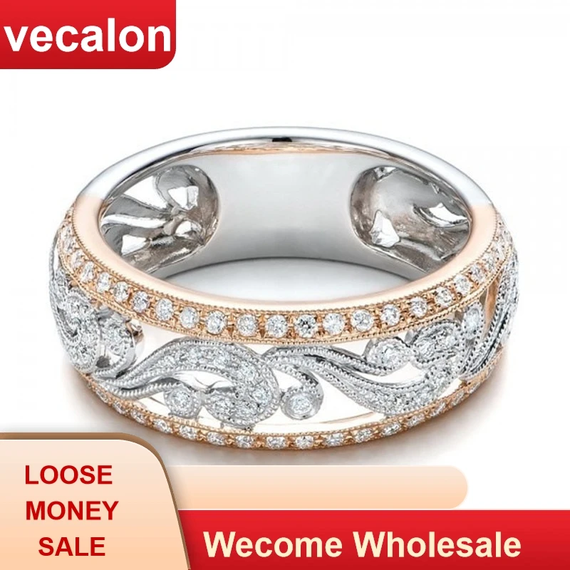 

Vecalon Flower shape Promise Finger Ring 925 sterling silver 5A Cz Engagement Wedding rings for women Men Dropshipping Jewelry