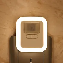 LED Plug-in hareket sensörlü ışık duvar gece lamba ışığı parlaklık ile 30s/60s/90s/120s aydınlatma süresi ayarlanabilir oturma odası için