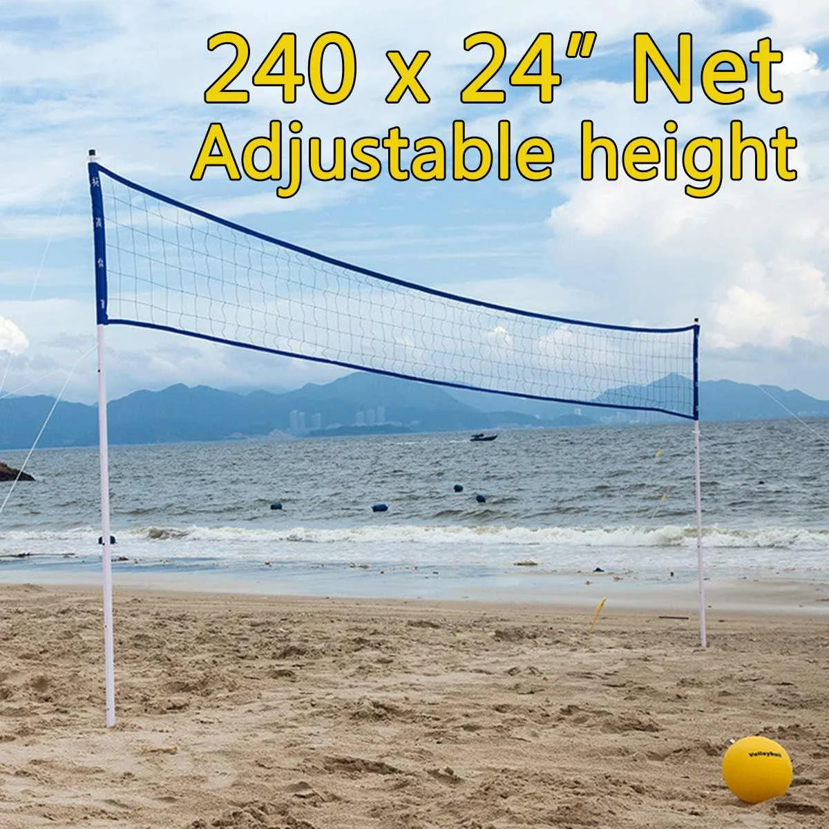 

Beach Volleyball Net Set 61x610cm Portable Beach Volleyball Set Professional Sleeve Net Outdoor Volleyball Training Competition
