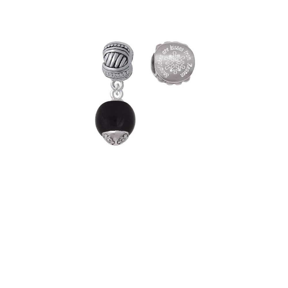 12 мм черный ролик стеклянный волчок снежинки Kisses from Heaven Charm Beads (набор из 2) |