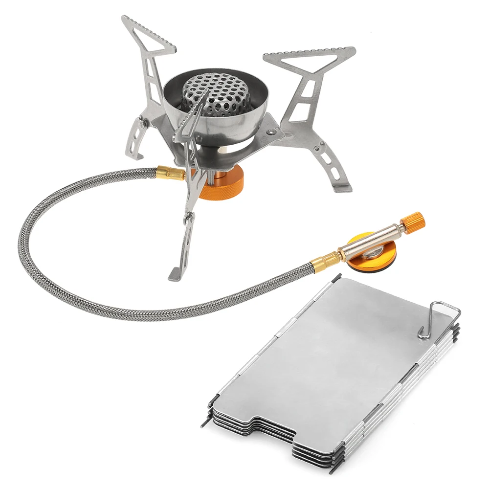 Windproof Camping Gas Stove with 9 plate Windscreen 3200W Big Power Outdoor Stove Wind Shield Windproof Camping Gas Stove with 9 plate Windscreen 3200W Big Power Outdoor Stove Wind Shield