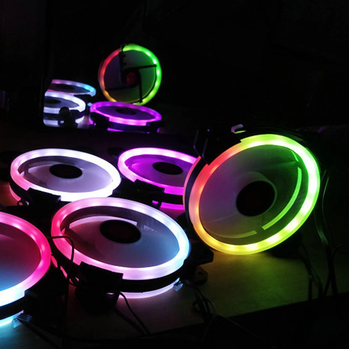 SOONHUA цветной светодиодный чехол кольцо с вентилятором прочный 5 шт. RGB вентилятор
