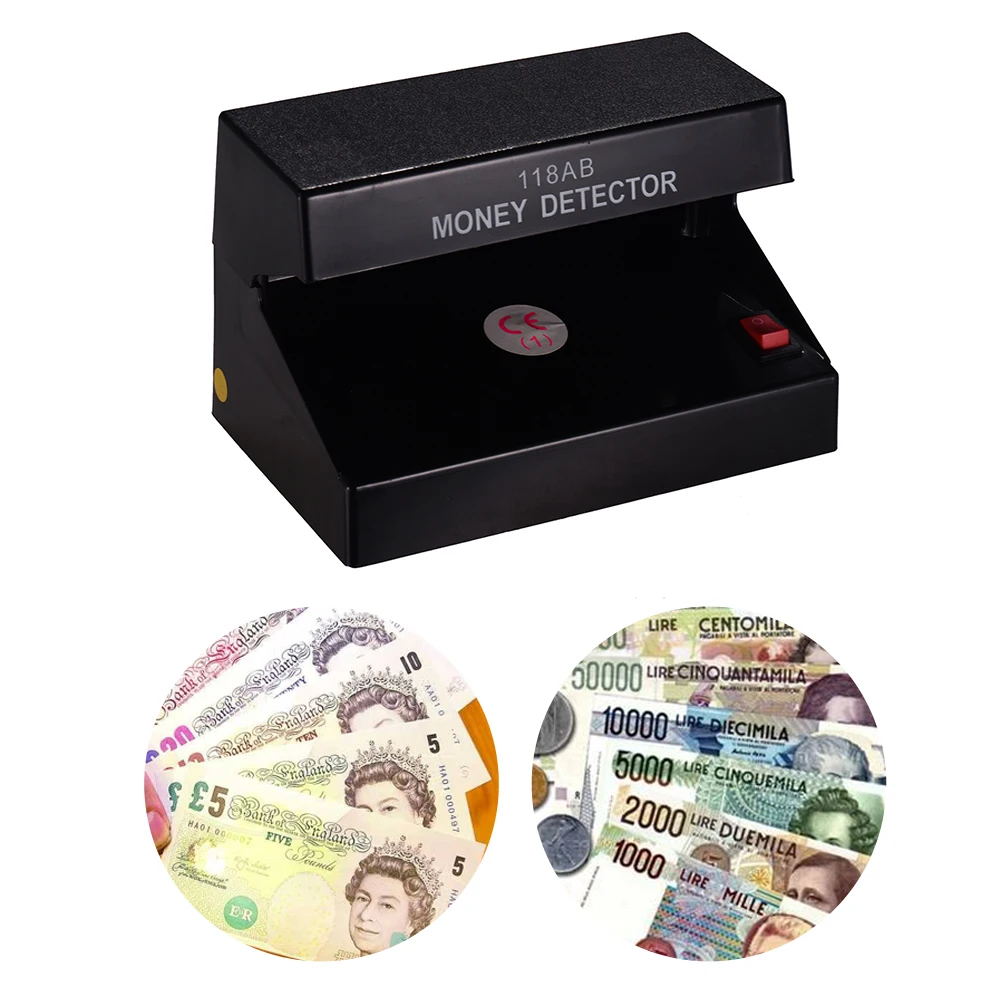 

Portable Desktop Multi-Currency Money Detector Counterfeit Cash Currency Banknote Checker Tester Single UV Light ON/OFF Switch