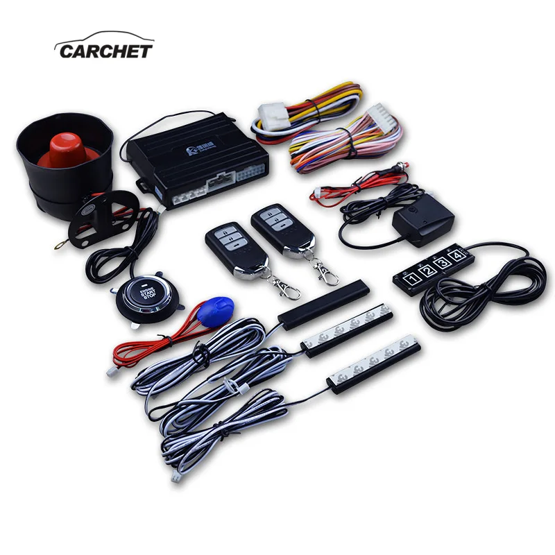 

CARCHET Car Alarm Passive Keyless Auto Central Lock Push Button Start Stop Automotive One Button Start Remote Control System